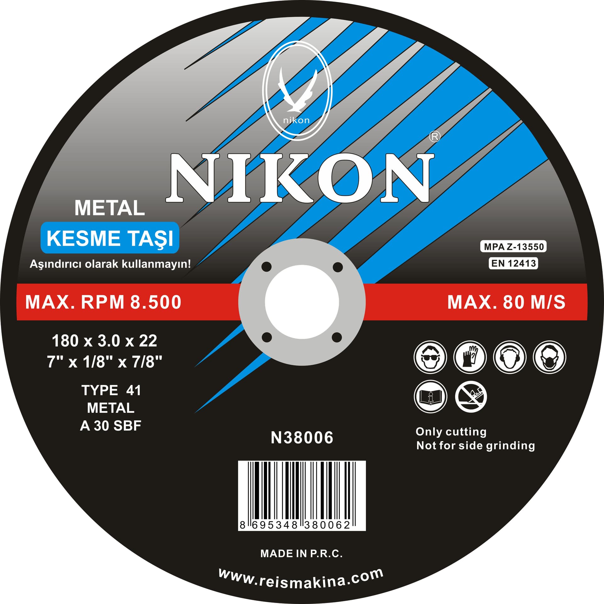 Metal Flex Kesme Taşı 180x3.0x22 mm — görsel 1