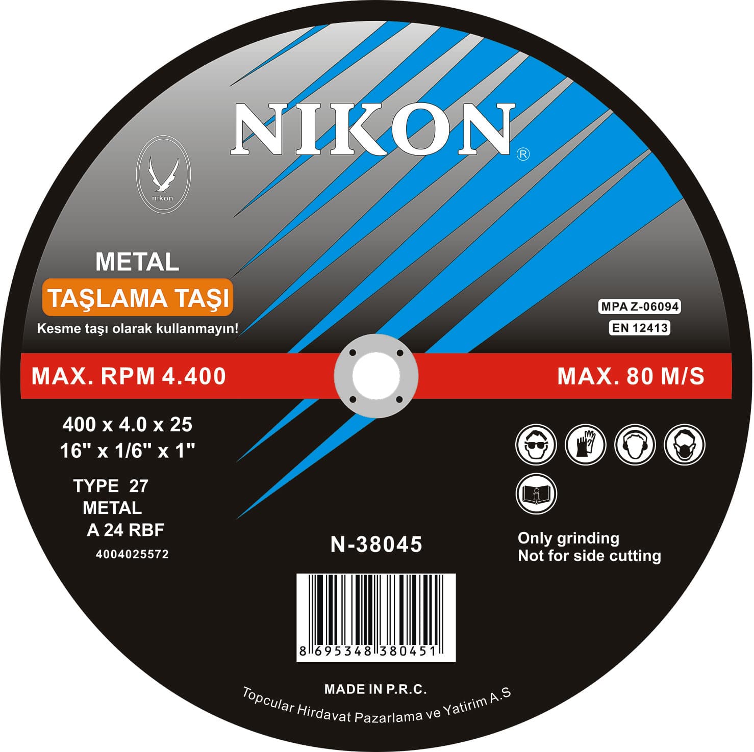 Metal Flex Taşlama Taşı 180x8.0x22 mm — görsel 1