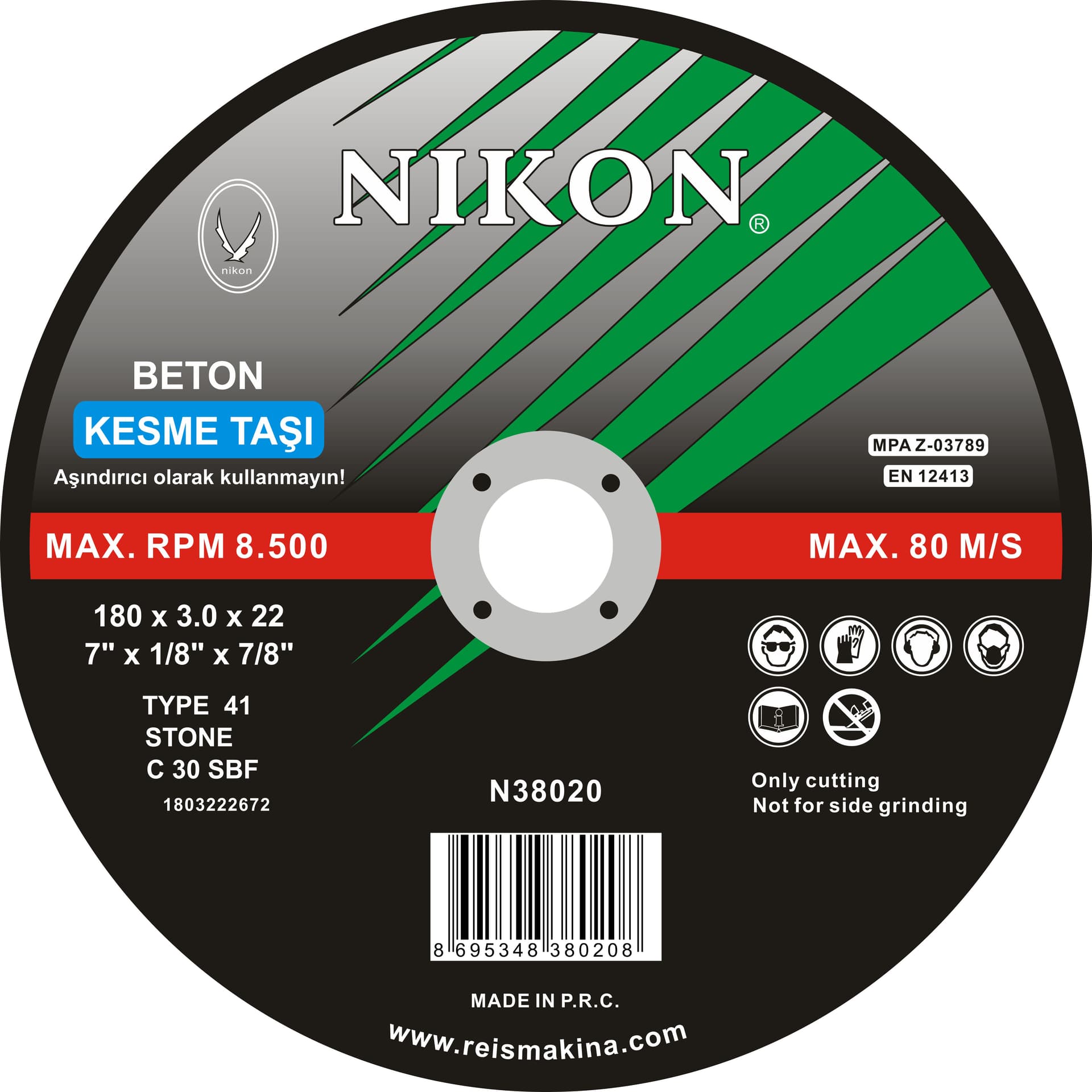 Beton Flex Kesme Taşı 180x3.0x22 mm — görsel 1
