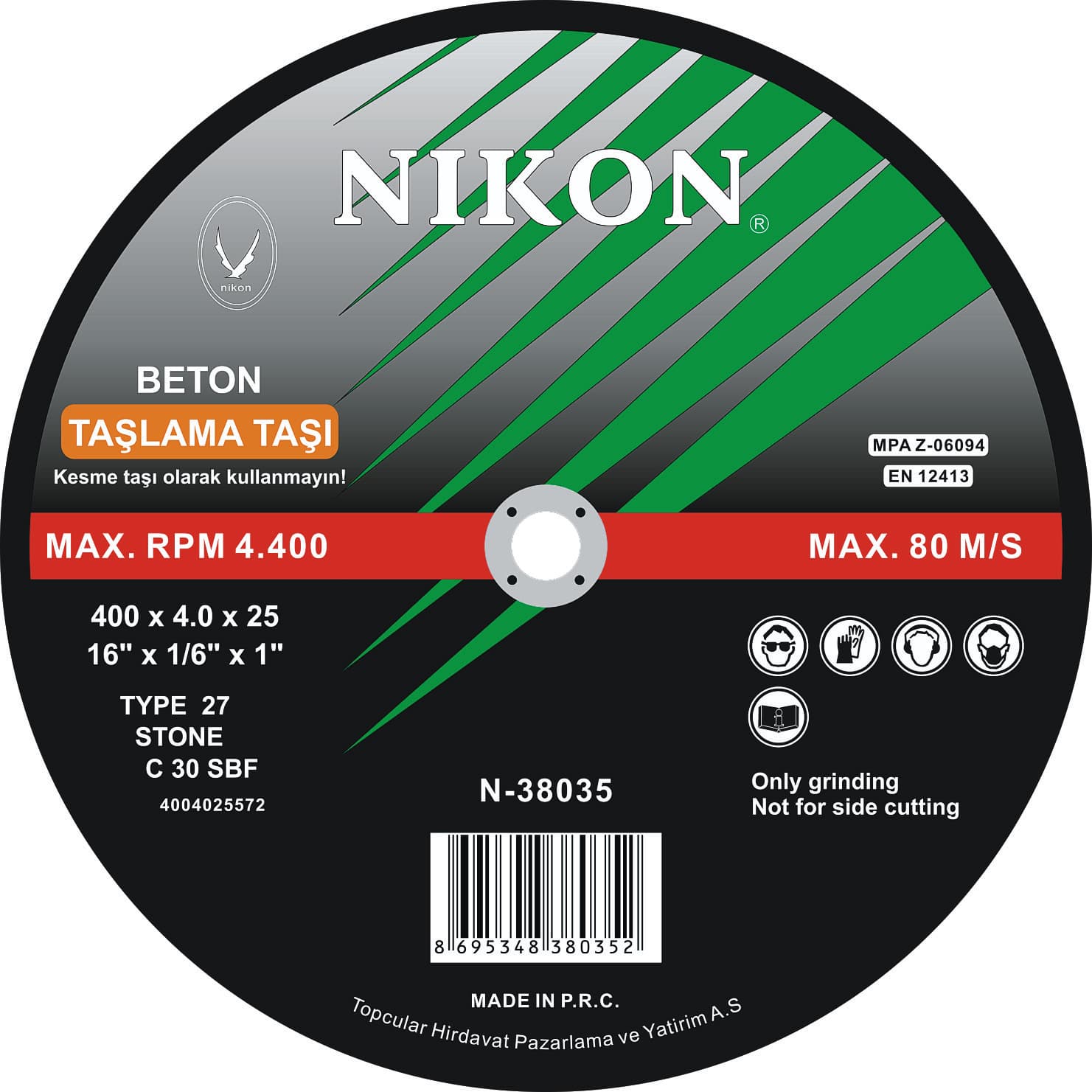 Beton Flex Taşlama Taşı 400x4.0x25 mm — görsel 1