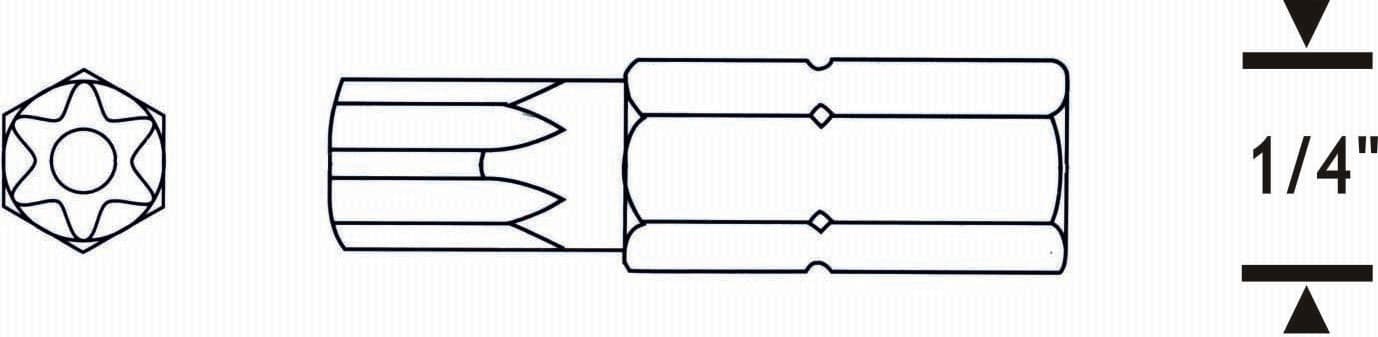 Delikli Torx Bits Uç T9 25 mm — görsel 1