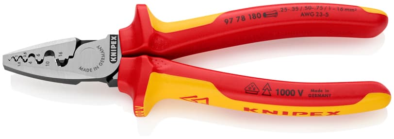 9778180 KNIPEX 97 78 180 Vde Yüksük Sıkma Pensi — görsel 1