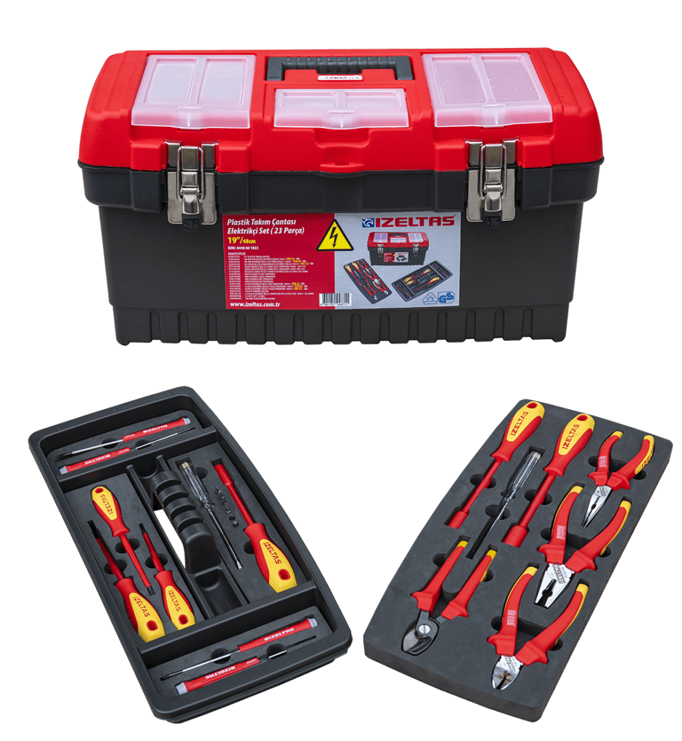 İzeltaş Plastic Tool Box for Electircian 19” (23 Pcs)