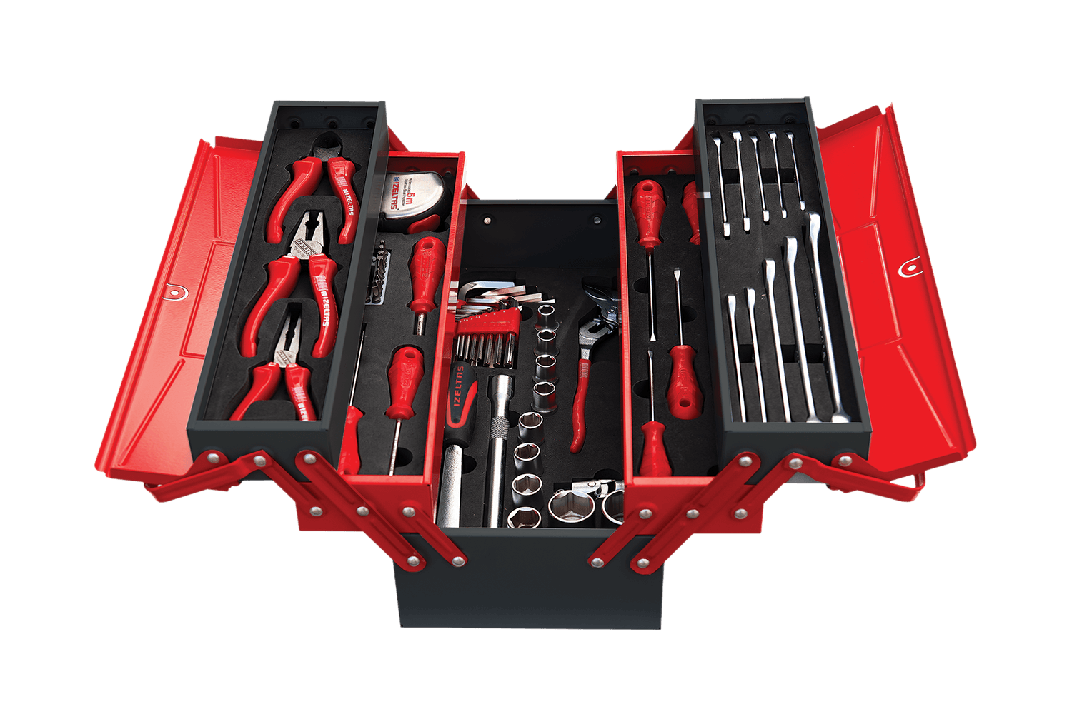 İzeltaş Tool Box for Mechanician (62 Pcs, 5 Trays)