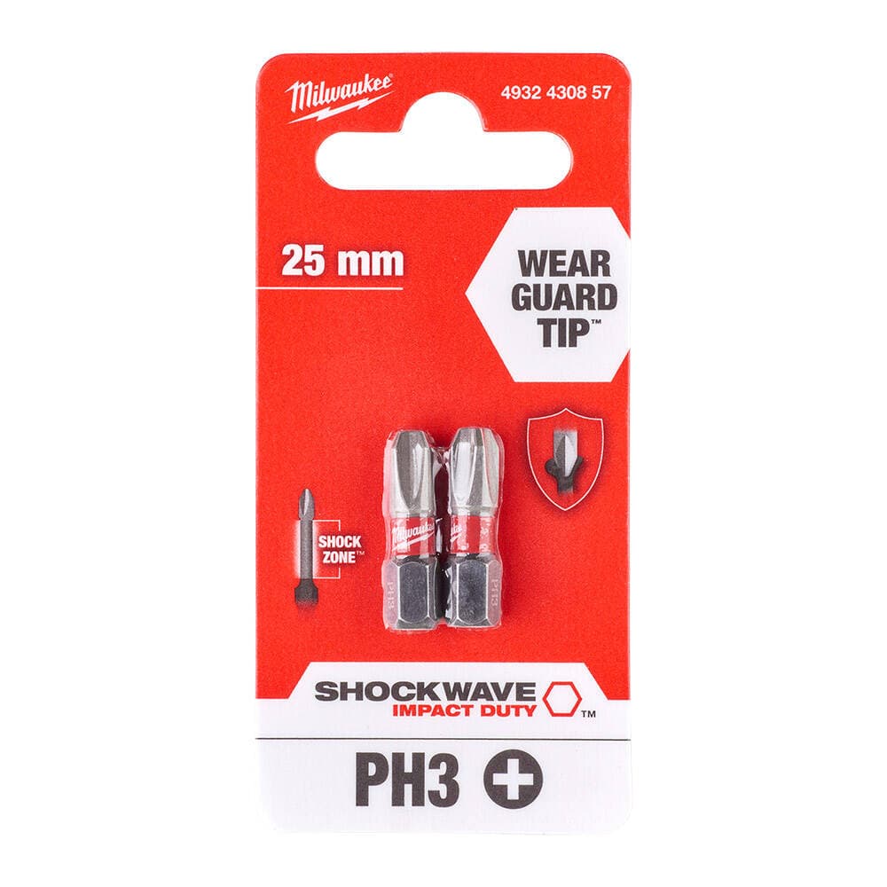 Milwaukee PH3 25 mm Shockwave Bits Uç - 2'li — görsel 1