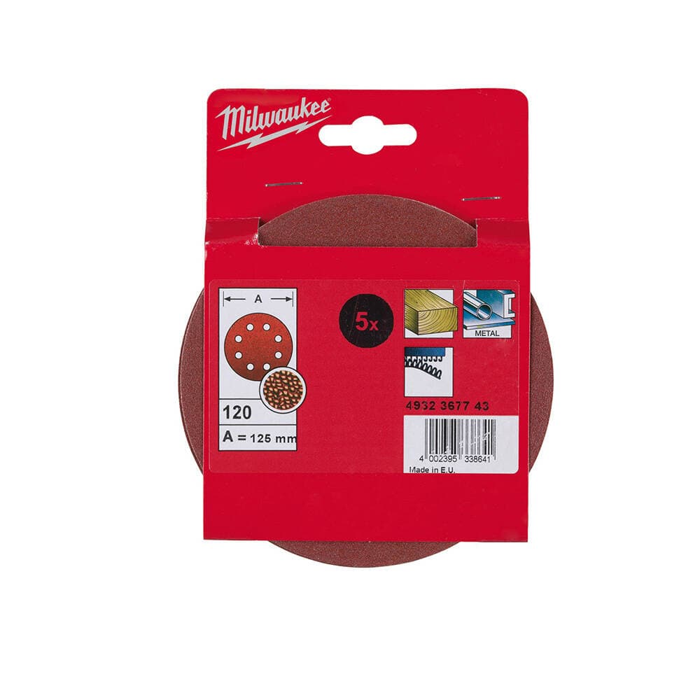 Milwaukee 120 Kum 125 mm Eksantrik Zımpara Tabanı - 5'li — görsel 1