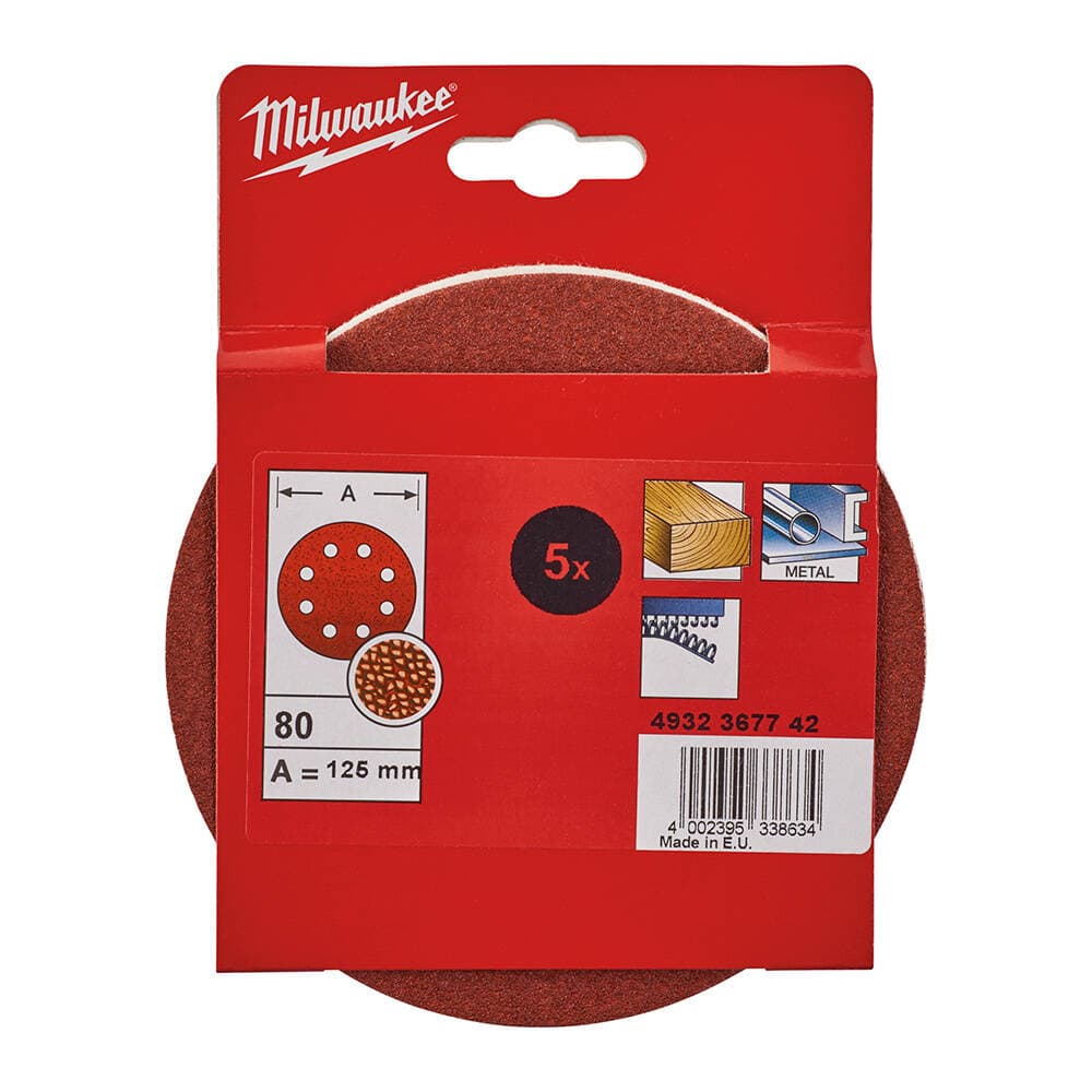 Milwaukee 80 Kum 125 mm Eksantrik Zımpara Tabanı - 5'li