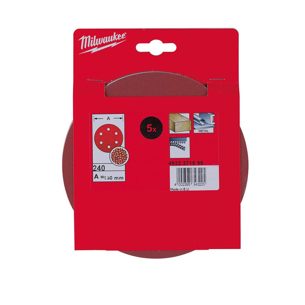 Milwaukee 240 Kum 150 mm Eksantrik Zımpara Tabanı - 5'li — görsel 1
