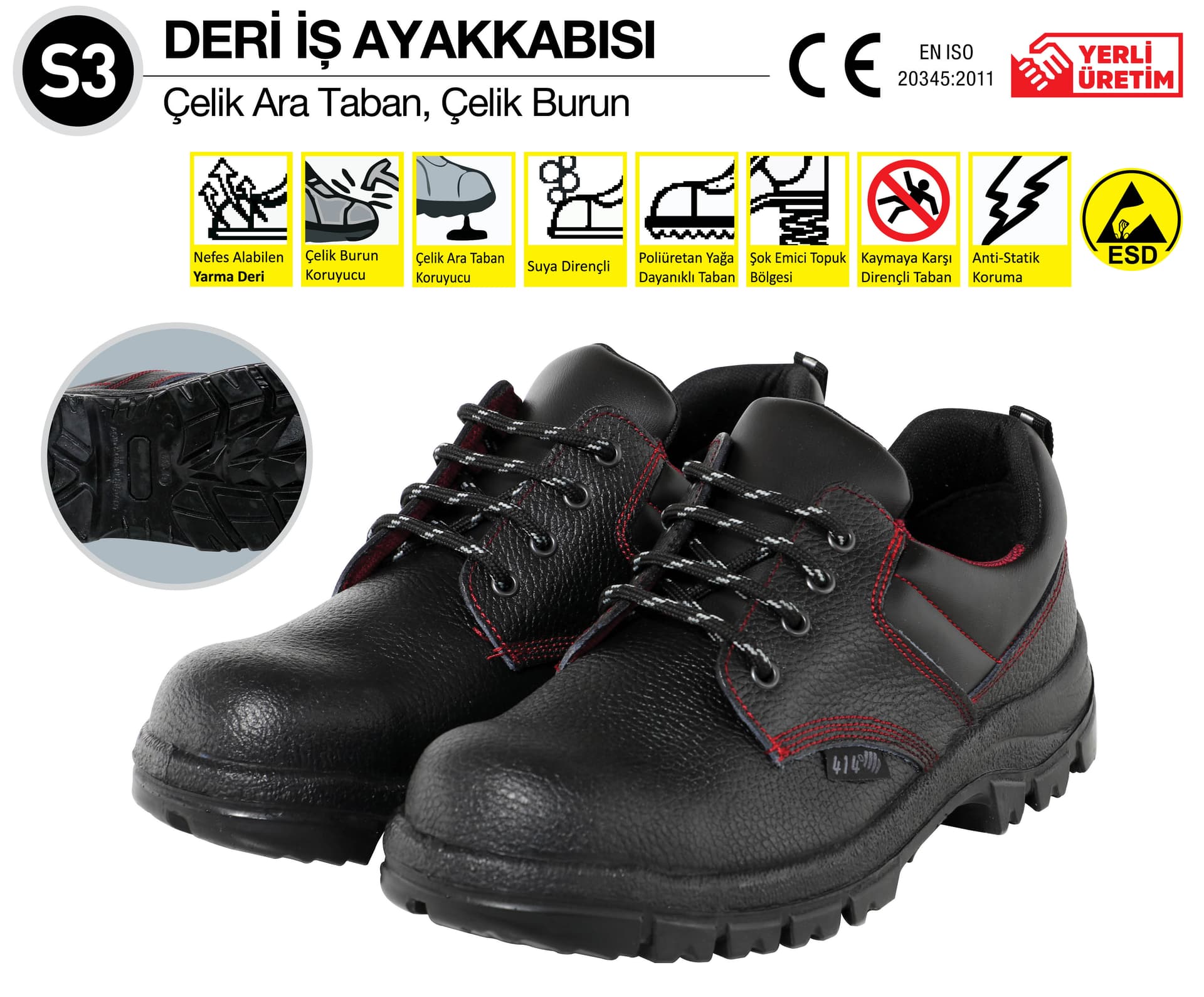 S3 Deri İş Ayakkabısı NO:42