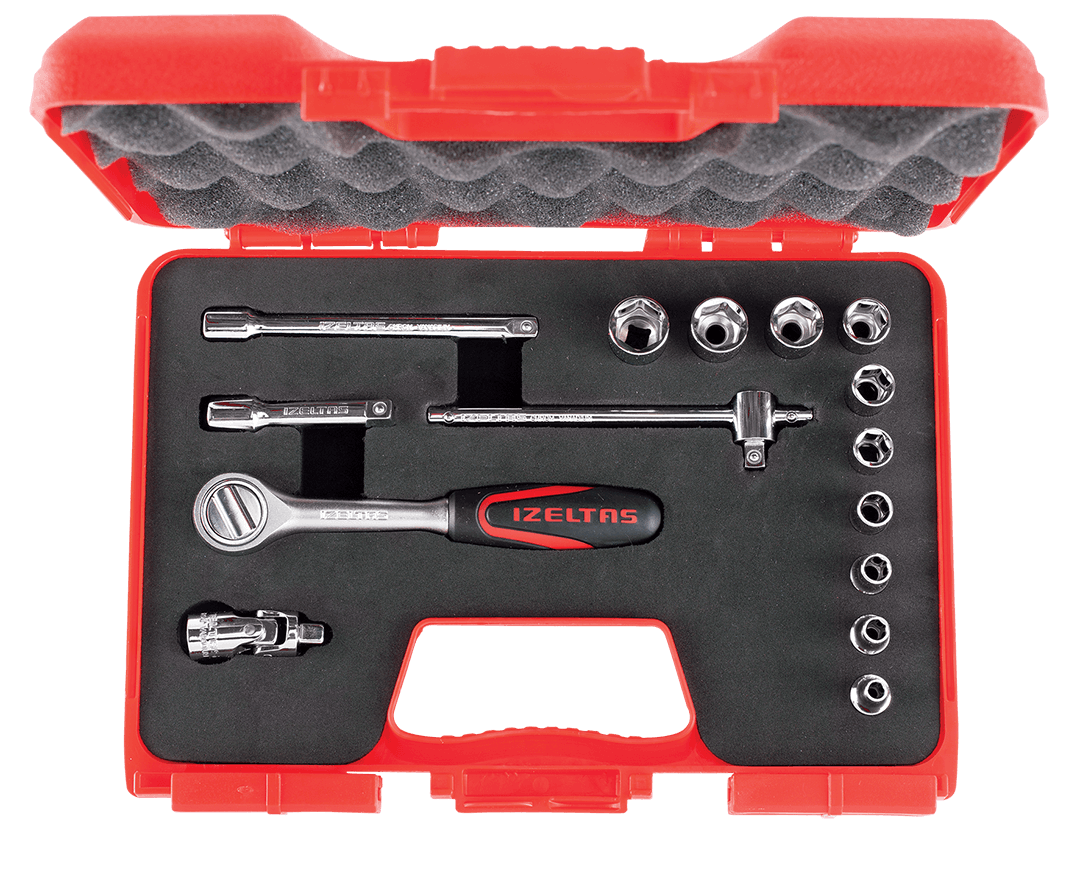 İzeltaş 1/4″ Socket Wrench Set Long Type (15 pcs, mm)