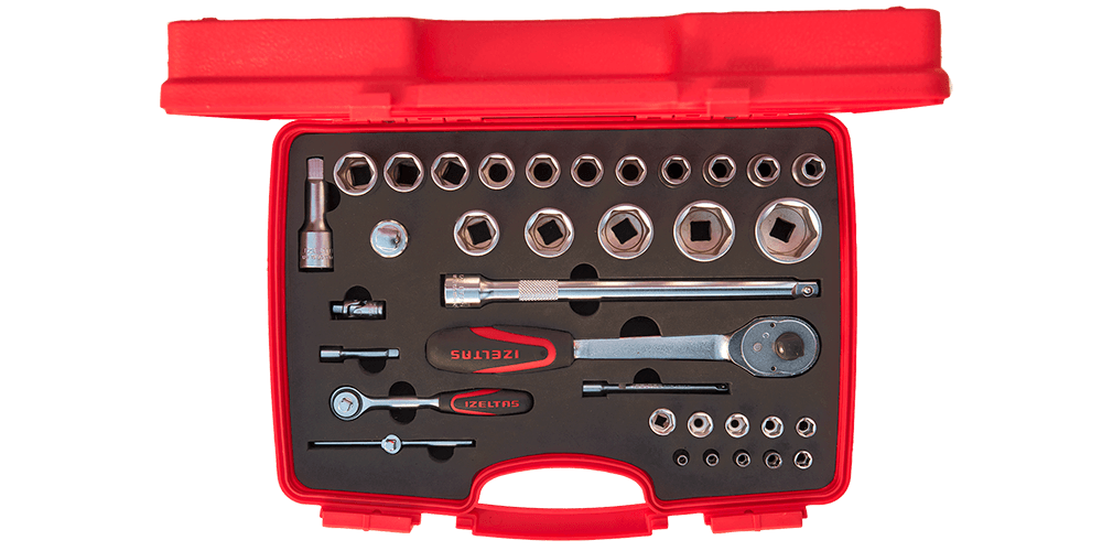 İzeltaş Socket Wrench Set 1/4″ – 1/2″ 6 Points (35 Pcs, mm)