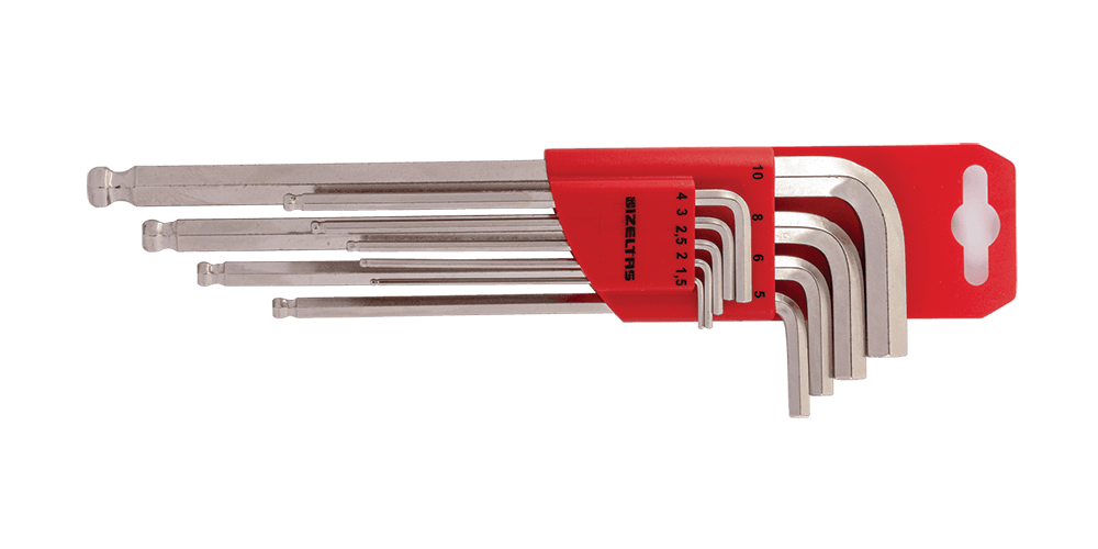 İzeltaş Hex Key Wrench Ballpoint Long Pattern Set (9pcs, mm)