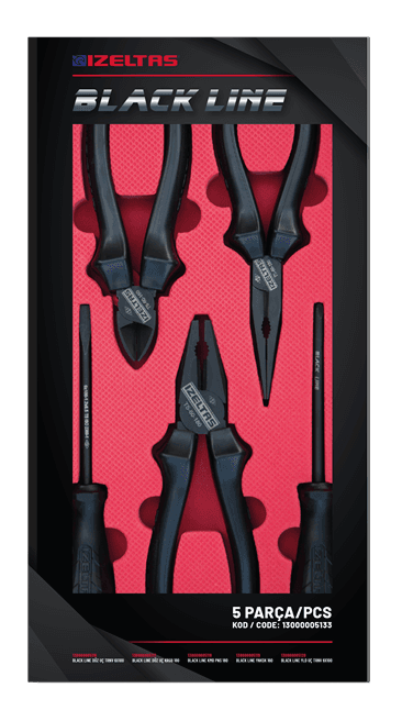 İzeltaş Black Line Set (5 Parça) Düz Uçlu Tornavida 6×100