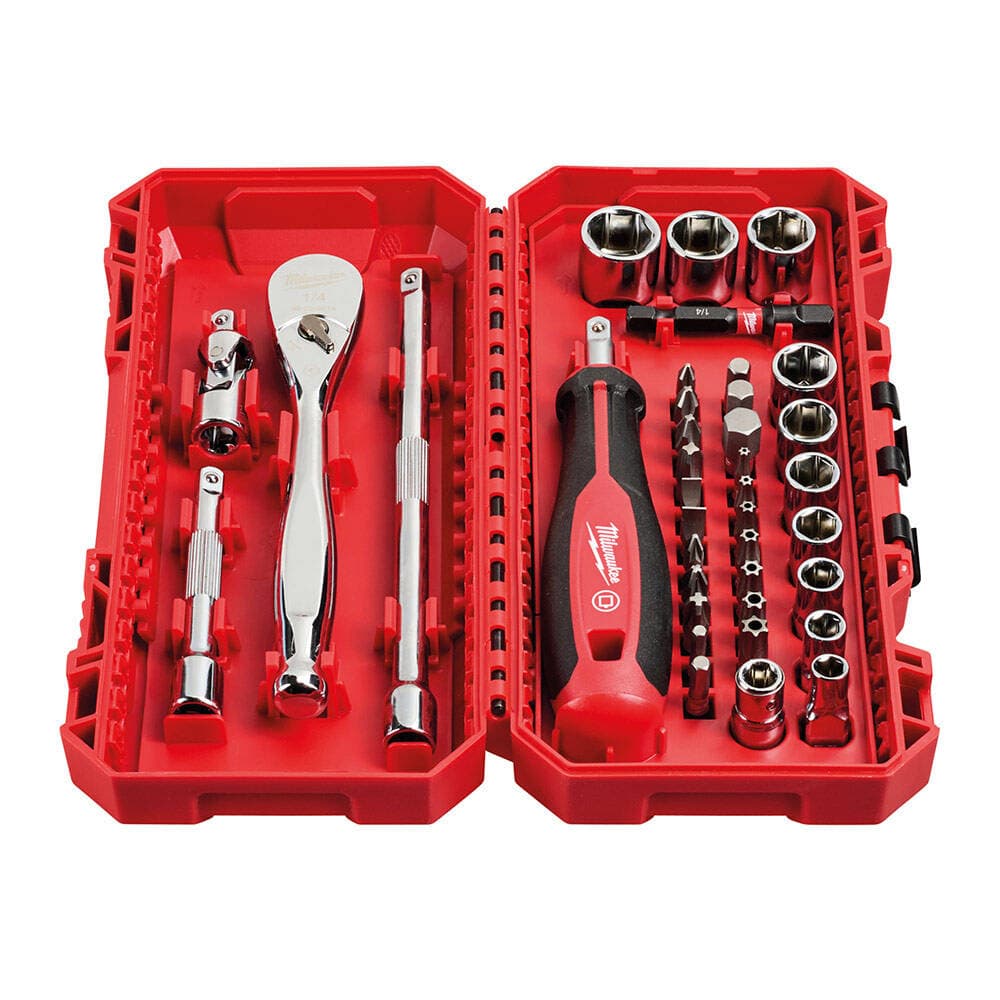Milwaukee 38 Parça 1/4” Cırcır Ve Tornavida Kolllu Lokma Vidalama Seti