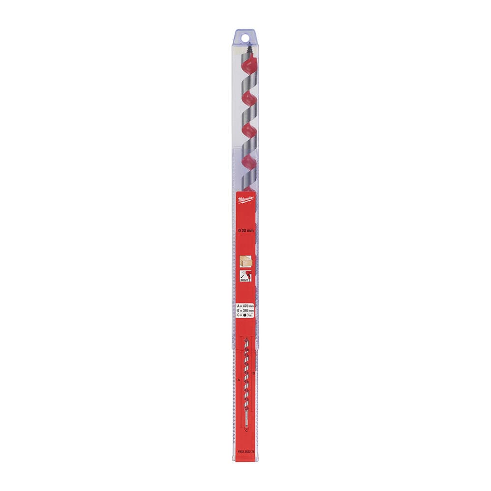 Milwaukee 20 mm x 473 mm Yılan Seri Darbeli Ahşap Matkap Ucu