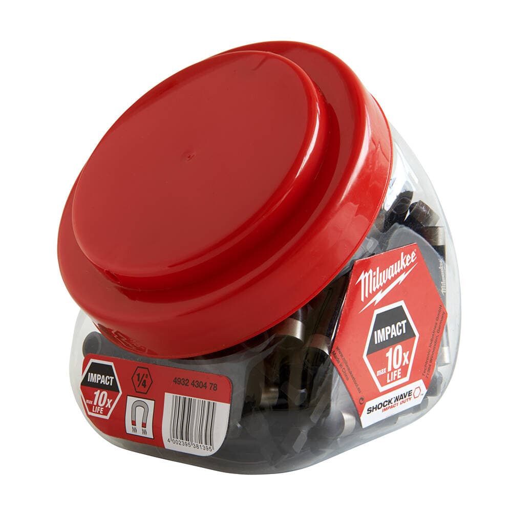 Milwaukee 60 mm 1/4" Hex Manyetik Kavanoz Bits Uç Tutucu - 100'lü