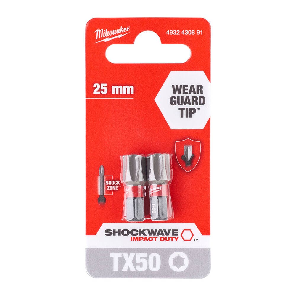 Milwaukee TX50 25 mm Shockwave Bits Uç - 2'li