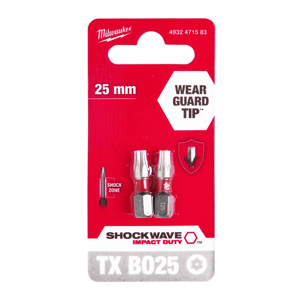 Milwaukee TX BO25 25 mm Shockwave Bits Uç - 2'li