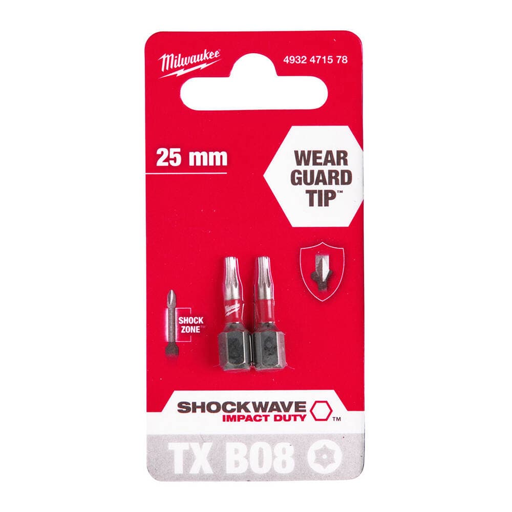 Milwaukee TX BO8 25 mm Shockwave Bits Uç - 2'li
