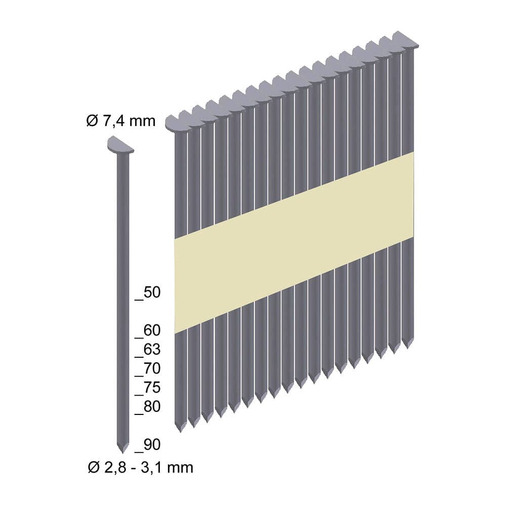 Milwaukee 7.4x2.8/50 mm/34° RS-P D Başlı Çivi - 4000'li