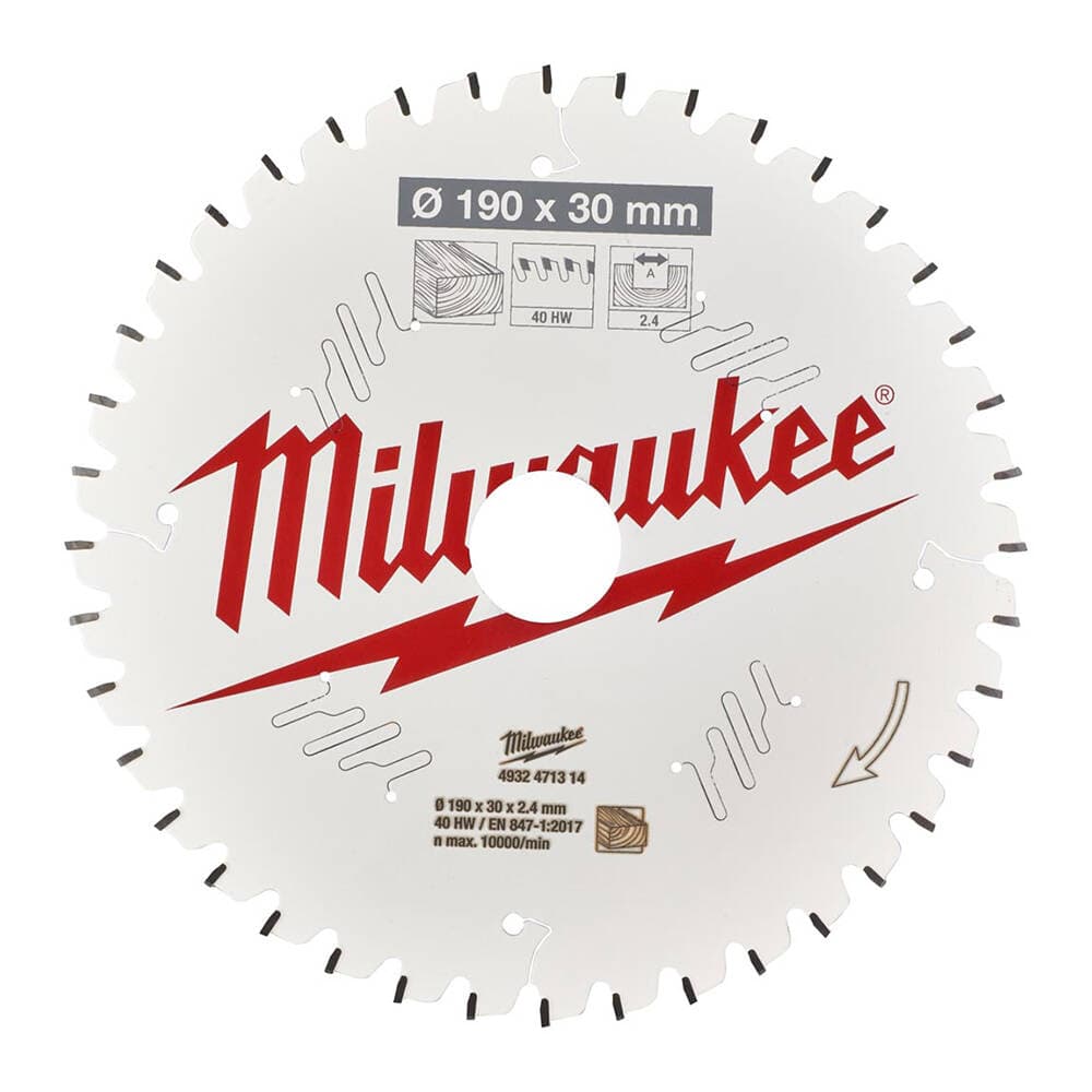 Milwaukee 190x30x2.4x40 ATBN Ahşap Daire Testere