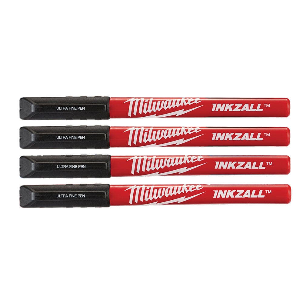 Milwaukee 4 Parça Inkzall™ İnce Uçlu Siyah Marker İşaretleme Kalem