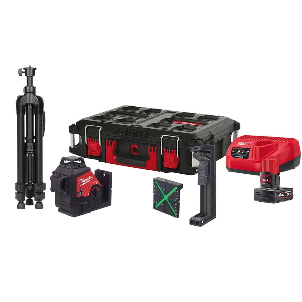 Milwaukee M12 3PLSKIT-401P 3X360 Düzlem Yeşil Çizgi Lazer