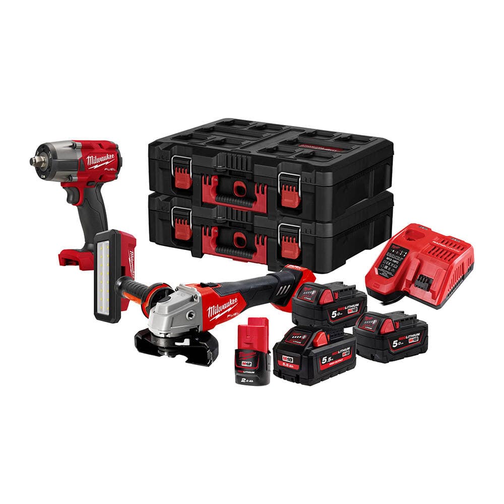 Milwaukee M18 FPP3T2-554P Akülü Set (M18 FMTIW2F-M18 FSAG125X-M12 PAL)