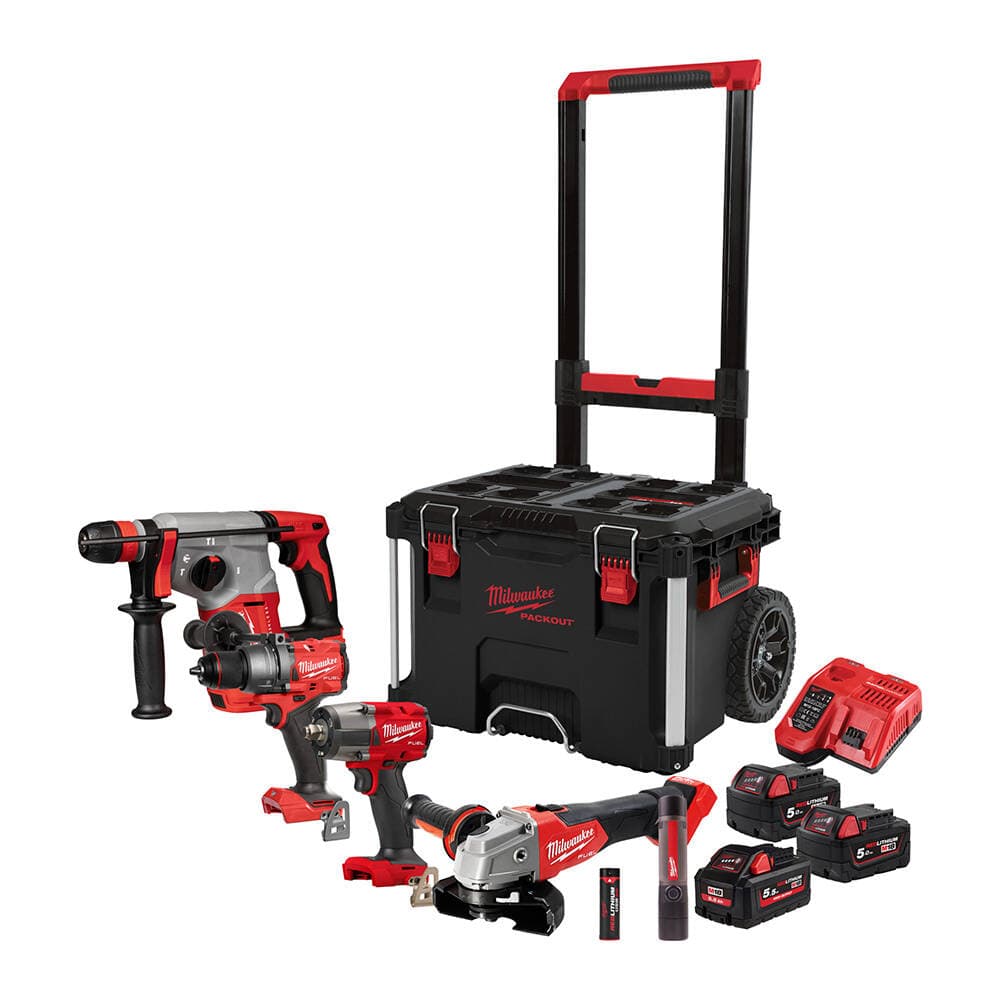 Milwaukee M18 FPP4D-555T Akülü Set (M18 FPD3 - M18 BLHX - M18 FMTIW2F - L4FMLED)