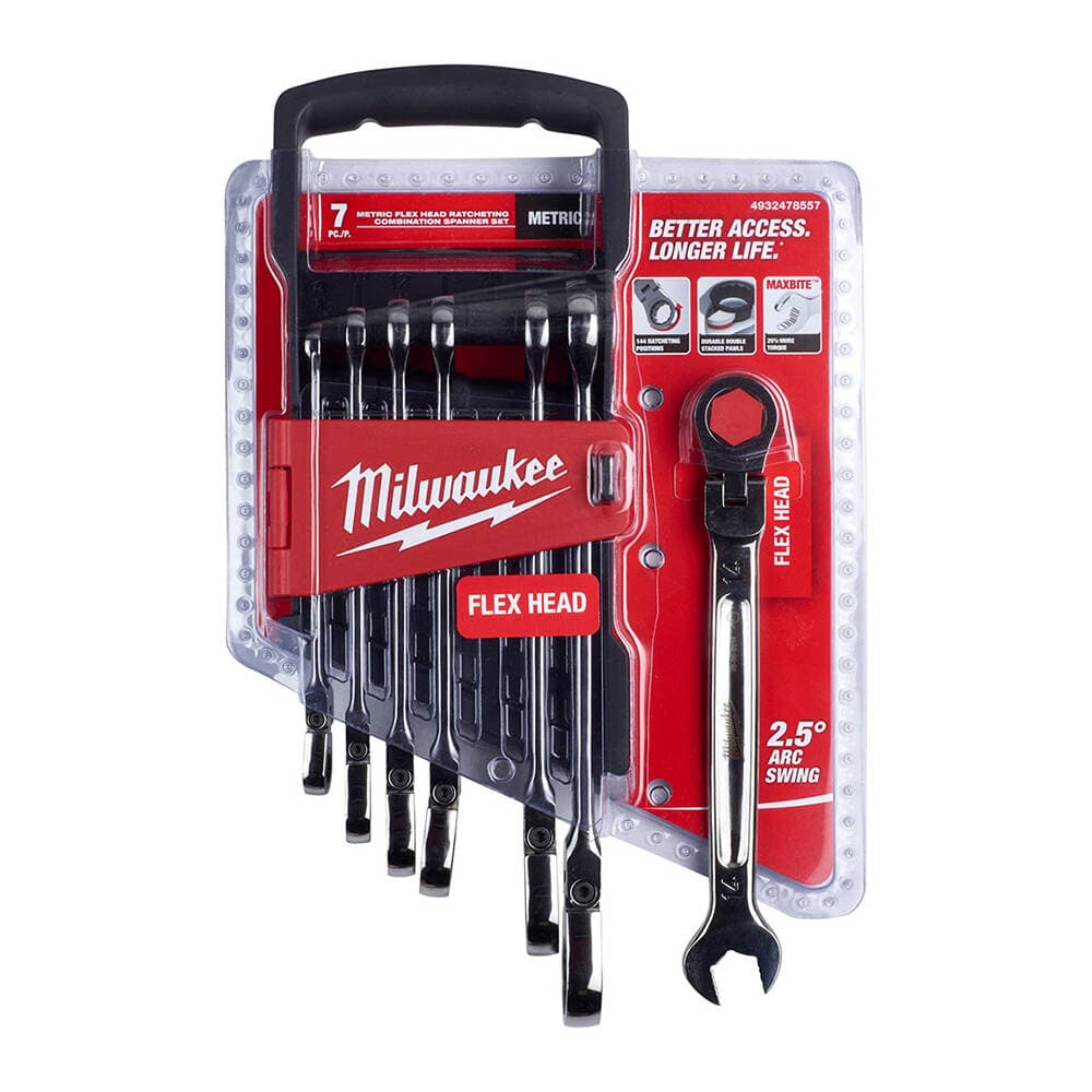Milwaukee 7 Parça Mafsallı Cırcırlı Maxbite Kombine Anahtar