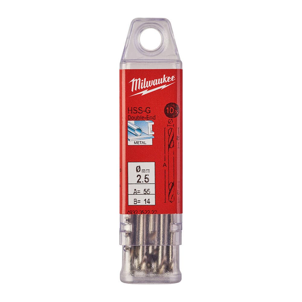Milwaukee 2.5 mm HSS Çift Taraflı Metal Matkap Ucu - 10'lu