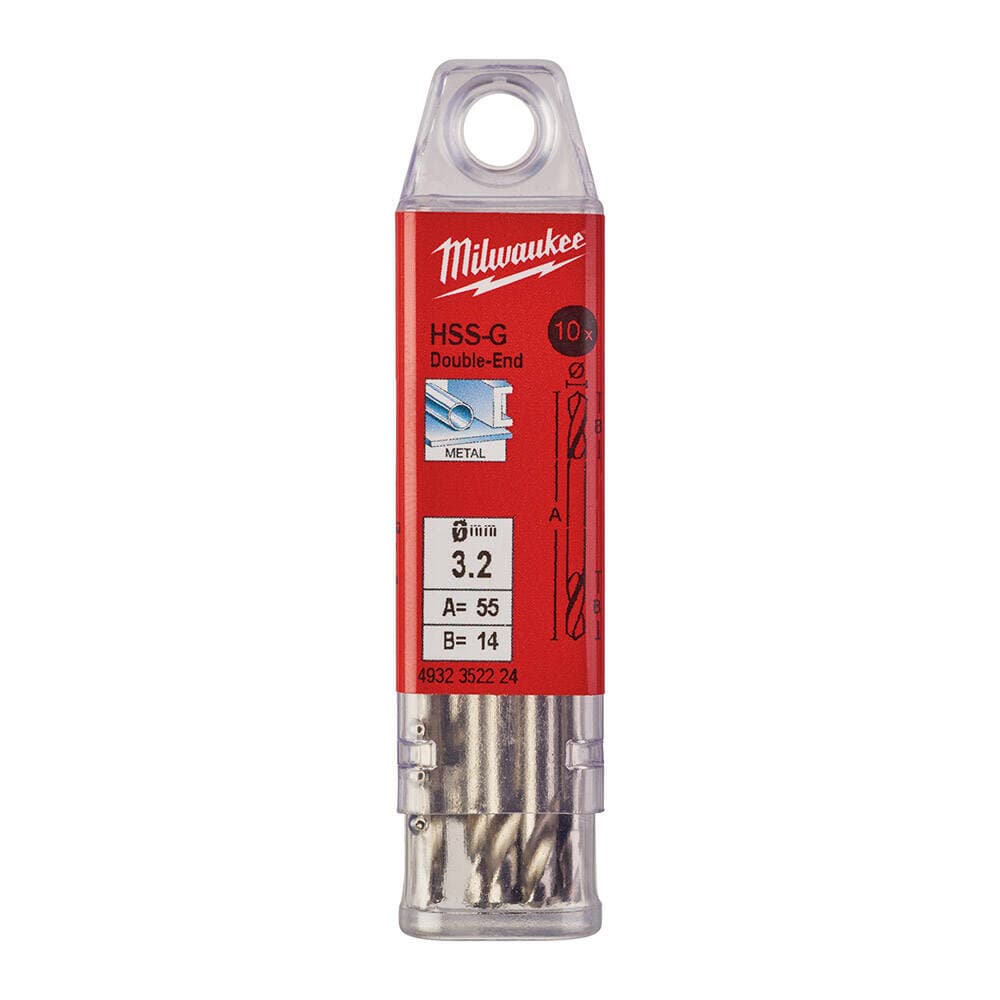 Milwaukee 3.2 mm HSS Çift Taraflı Metal Matkap Ucu - 10'lu