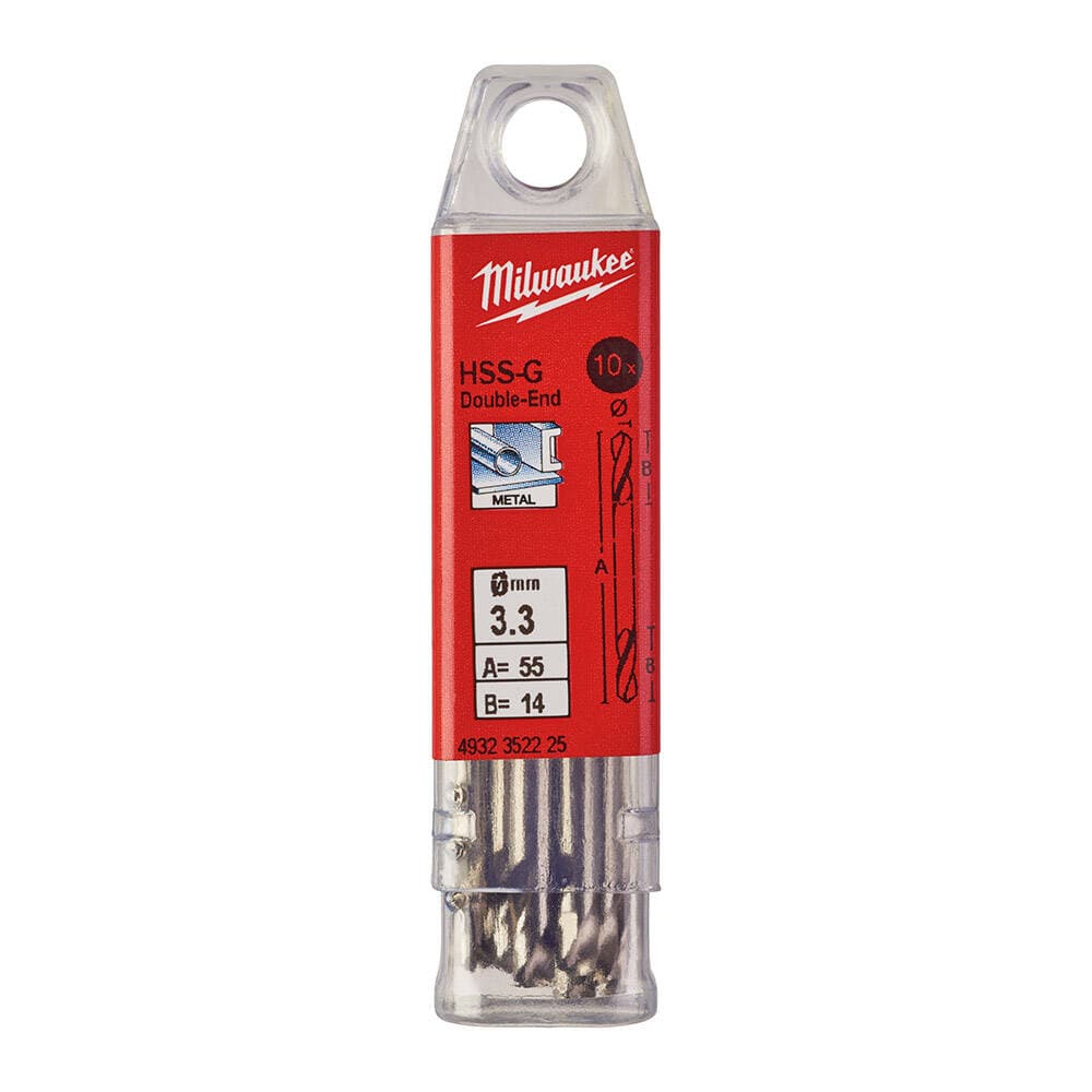 Milwaukee 3.3 mm HSS Çift Taraflı Metal Matkap Ucu - 10'lu