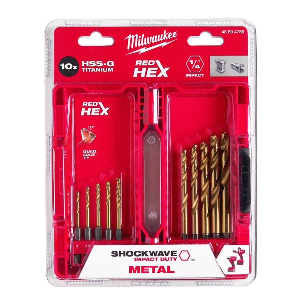 Milwaukee 10 Parça Hex Girişli HSS-G Metal Matkap Ucu