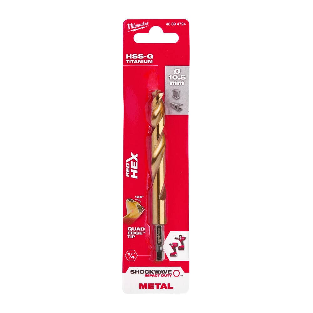 Milwaukee 10.5x122 mm HSS-G Hex Girişli Metal Matkap Ucu