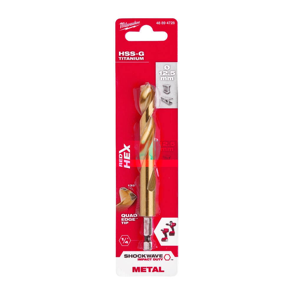 Milwaukee 12.5x128 mm HSS-G Hex Girişli Metal Matkap Ucu