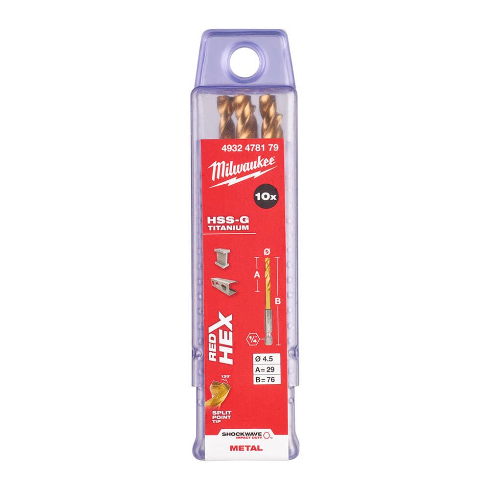 Milwaukee 4.5x76 mm HSS-G Hex Girişli Metal Matkap Ucu (4932478179)