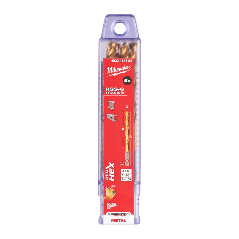Milwaukee 7.0x109 mm HSS-G Hex Girişli Metal Matkap Ucu