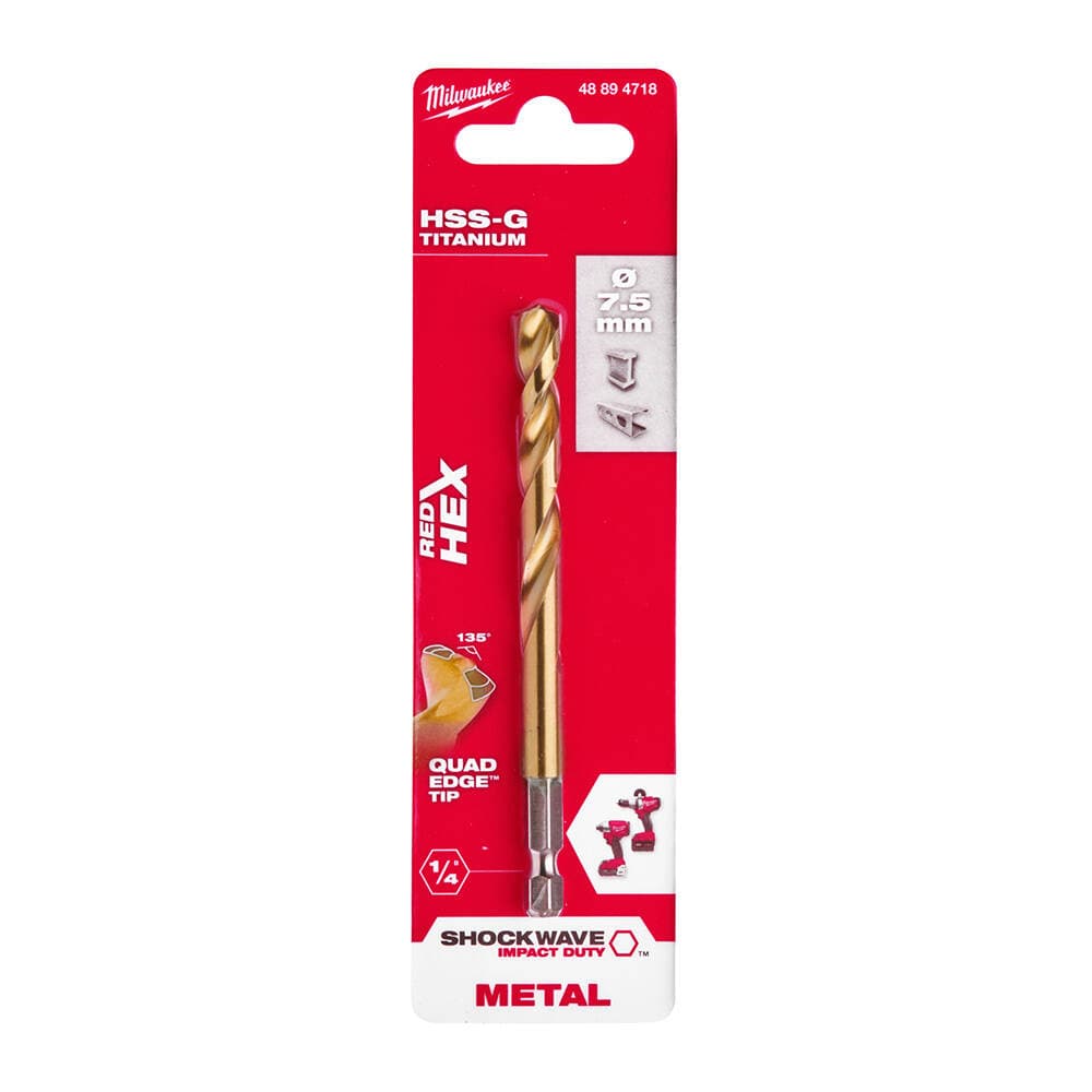 Milwaukee 7.5x110 mm HSS-G Hex Girişli Metal Matkap Ucu