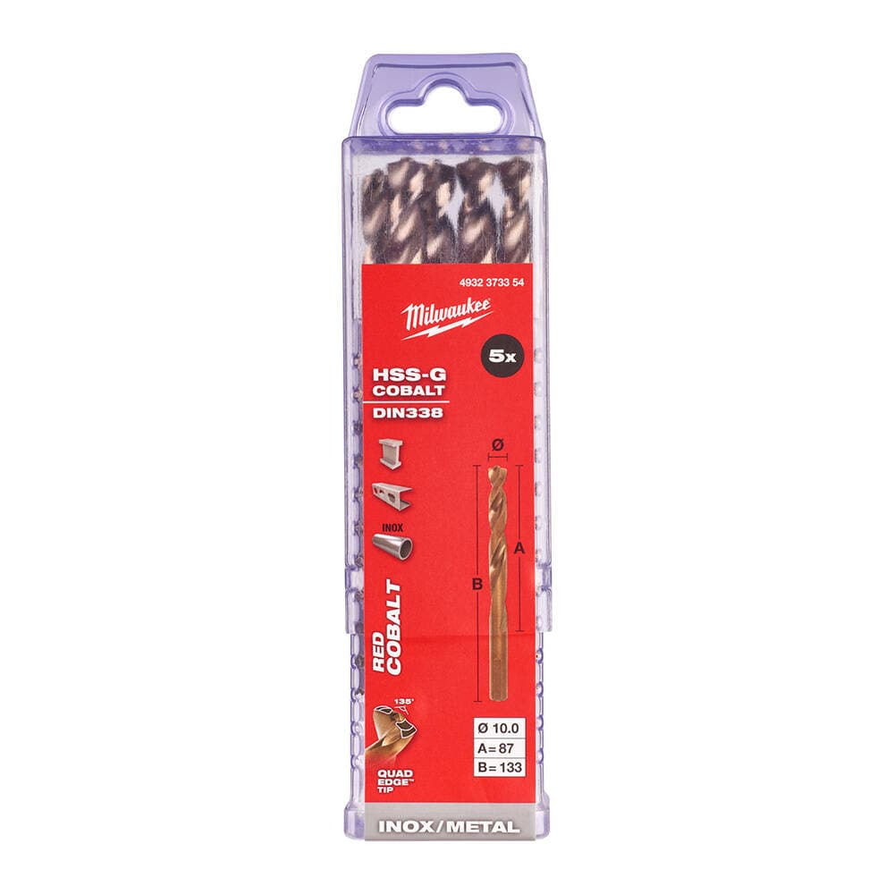 Milwaukee 10.0x133 mm Altın Serisi HSS-G Co Metal Matkap Ucu - 5'li