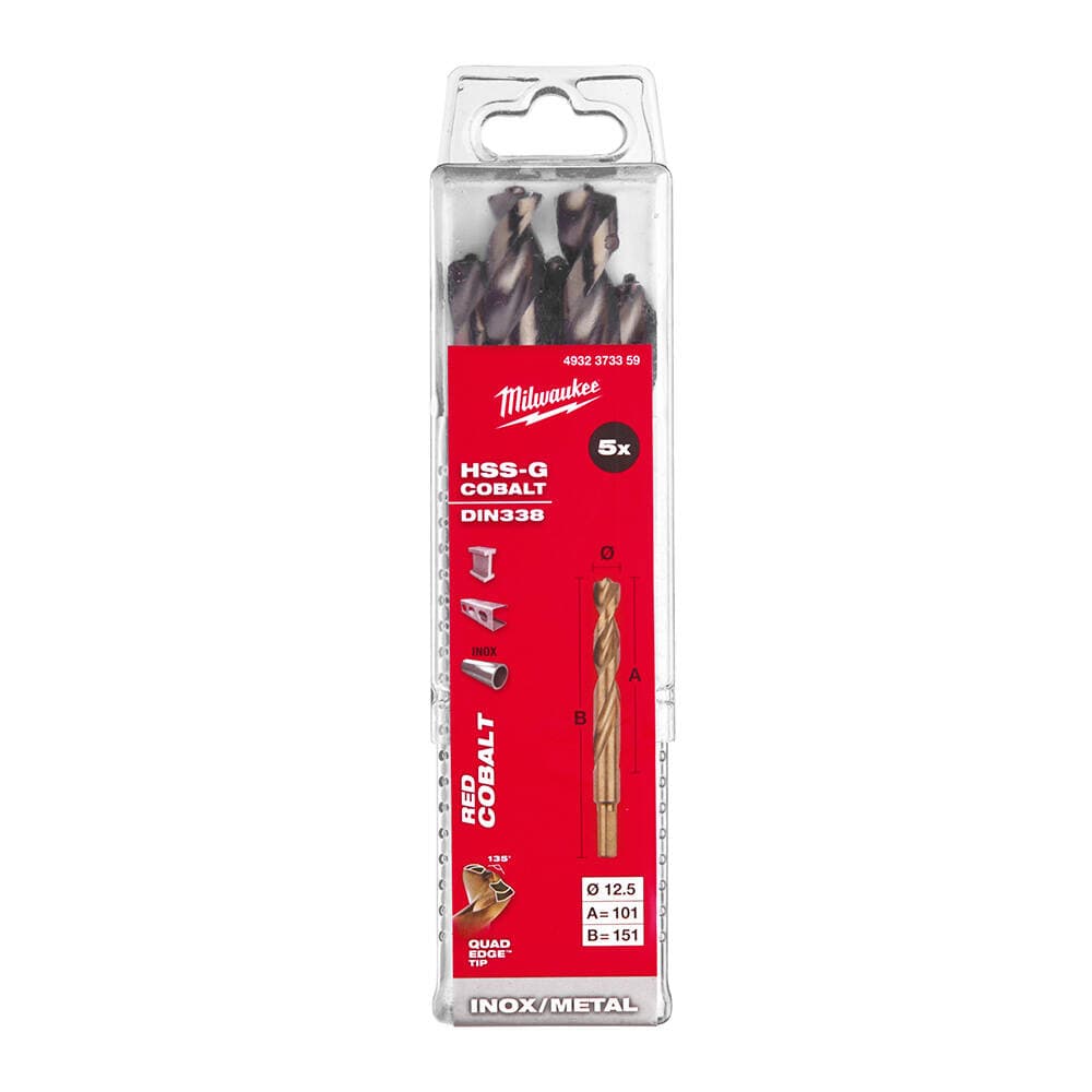 Milwaukee 12.5x151 mm Altın Serisi HSS-G Co Metal Matkap Ucu - 5'li