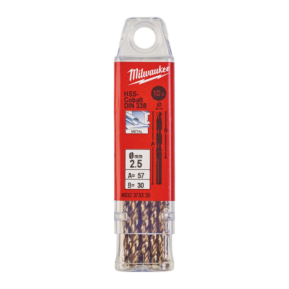 Milwaukee 2.5x57 mm Altın Serisi HSS-G Co Metal Matkap Ucu - 10'lu