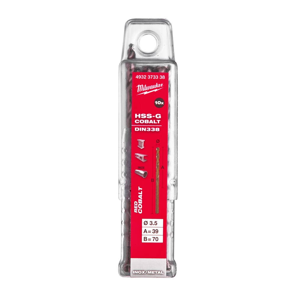 Milwaukee 3.5x70 mm Altın Serisi HSS-G Co Metal Matkap Ucu - 10'lu