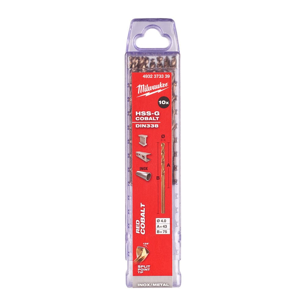 Milwaukee 4.0x75 mm Altın Serisi HSS-G Co Metal Matkap Ucu - 10'lu