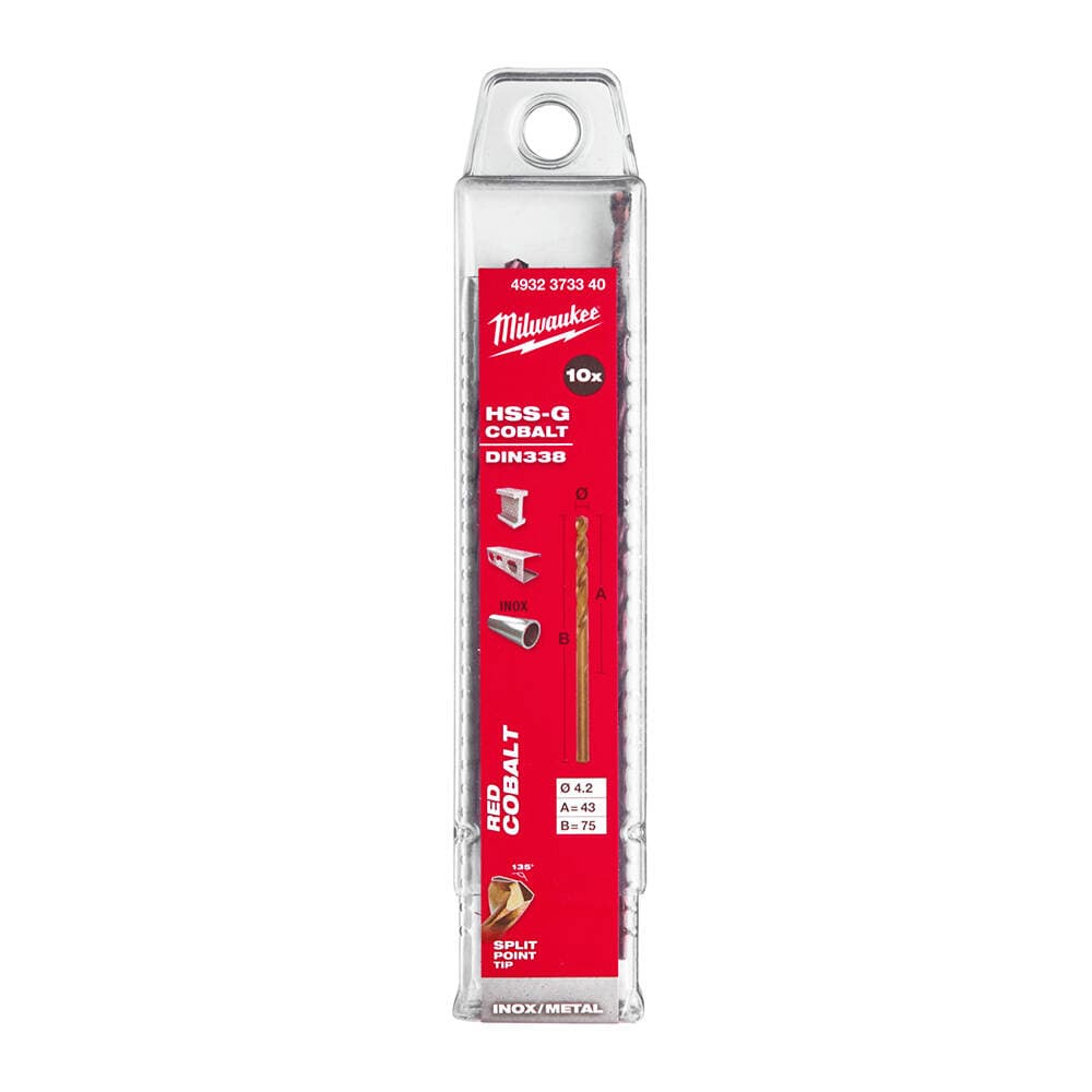 Milwaukee 4.2x80 mm Altın Serisi HSS-G Co Metal Matkap Ucu - 10'lu
