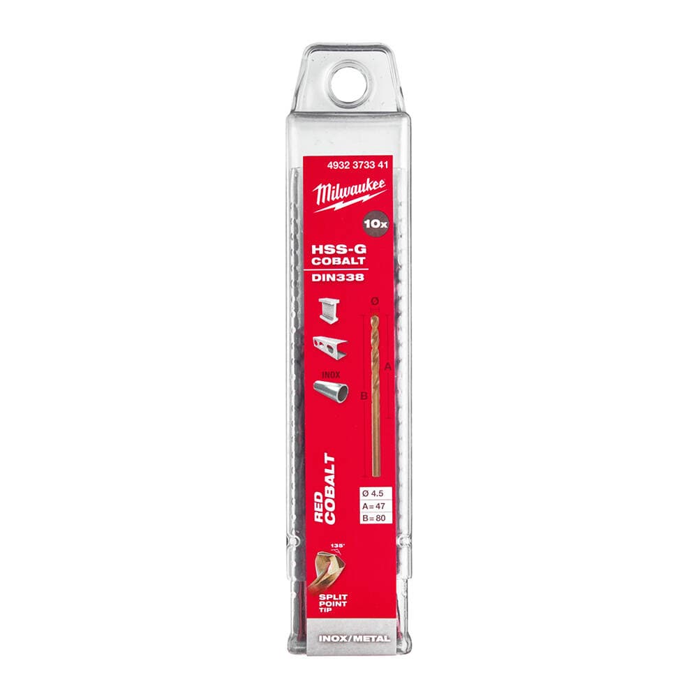 Milwaukee 4.5x80 mm Altın Serisi HSS-G Co Metal Matkap Ucu - 10'lu