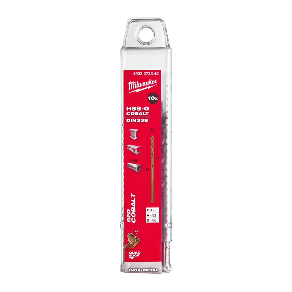 Milwaukee 4.8x86 mm Altın Serisi HSS-G Co Metal Matkap Ucu - 10'lu