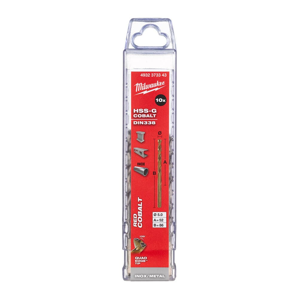 Milwaukee 5.0x86 mm Altın Serisi HSS-G Co Metal Matkap Ucu - 10'lu