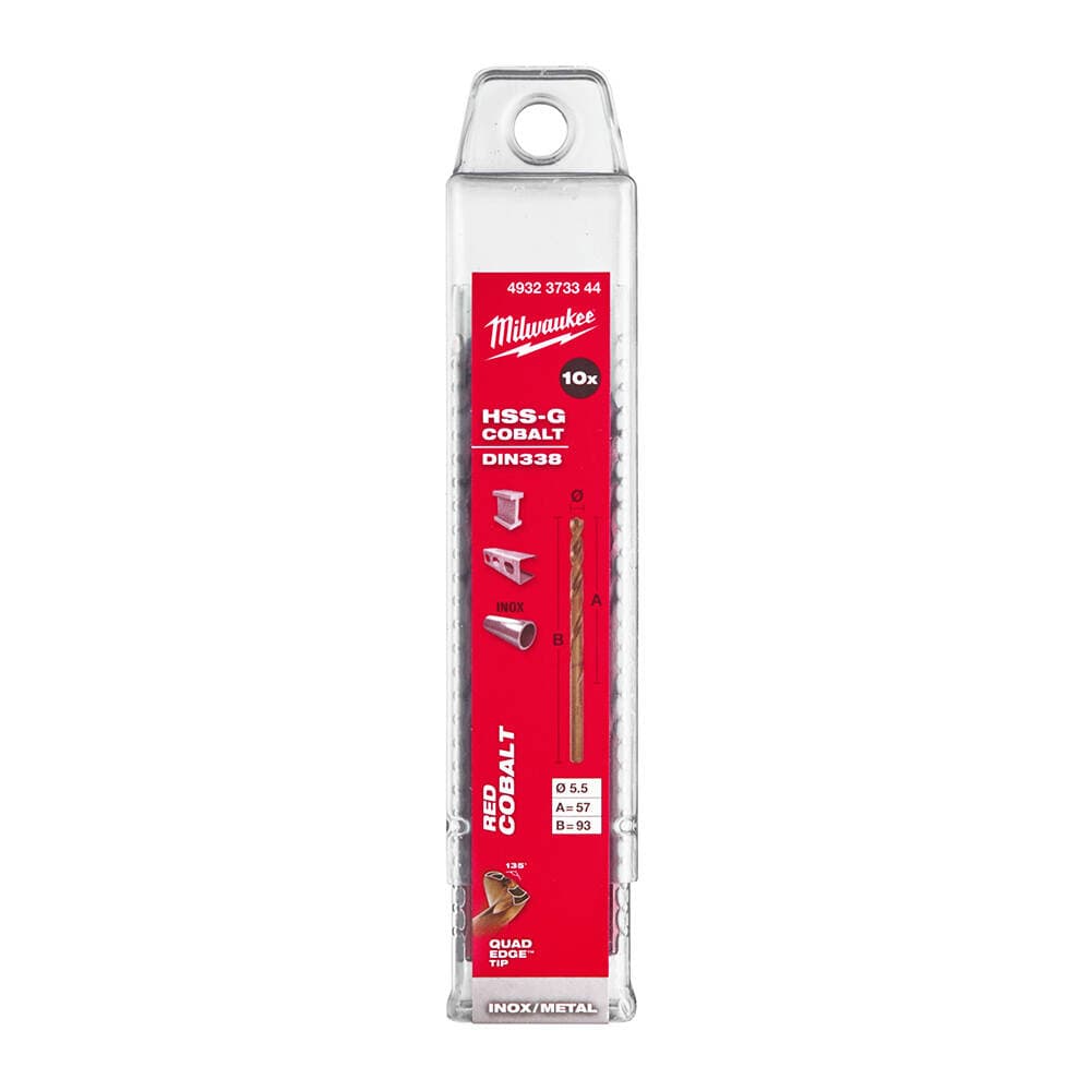 Milwaukee 5.5x93 mm Altın Serisi HSS-G Co Metal Matkap Ucu - 10'lu