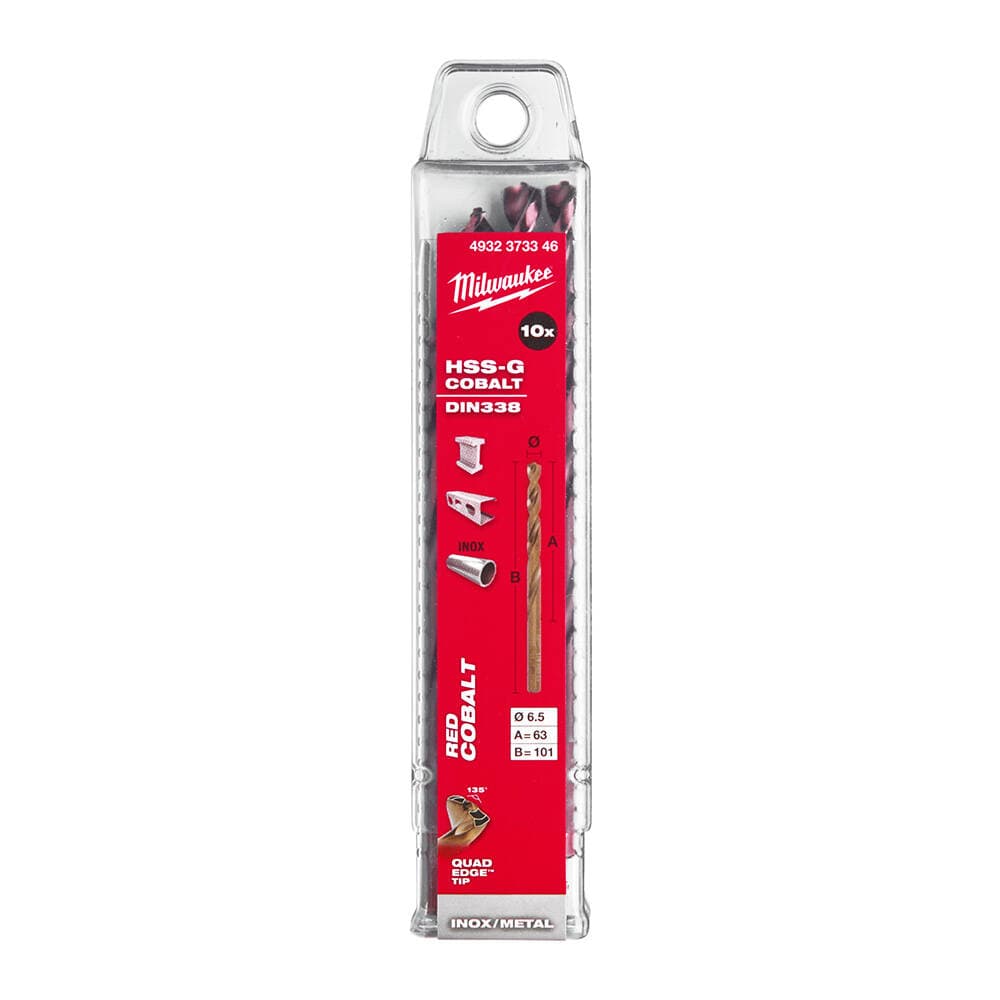 Milwaukee 6.5x101 mm Altın Serisi HSS-G Co Metal Matkap Ucu - 10'lu